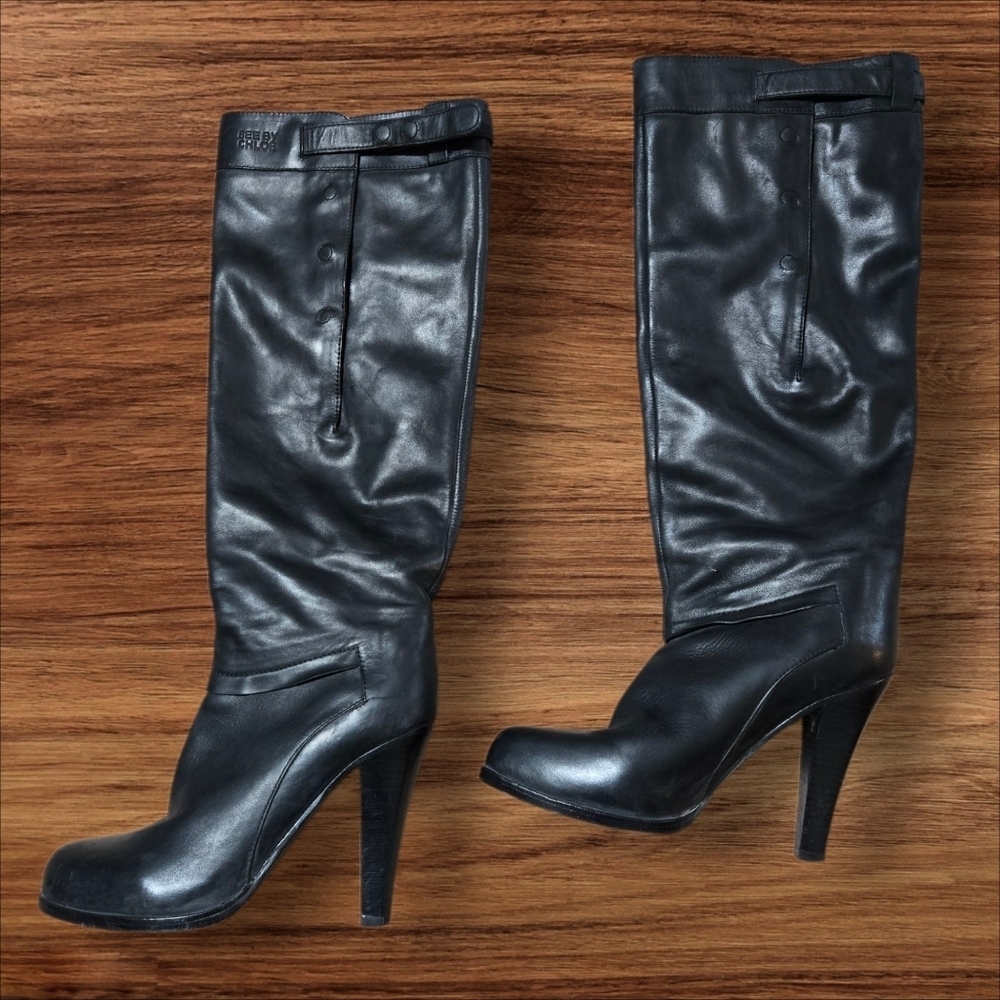 See By Chloe Black Leather High Boots